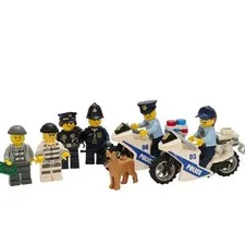 LEGO CITY Police Minifigure Bundle Cops Robbers K-9 Dog Motorcycle Fun Pack Lot