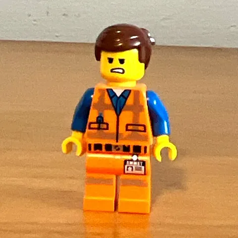 LEGO Minifigure Orange Construction Outfit Brown Hair Angry Emmet Lego Movie