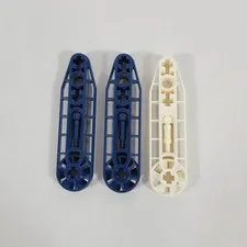 3X LEGO Technic DARK BLUE WHITE 1x7 Liftarm Modified Fan Lot Part 32177