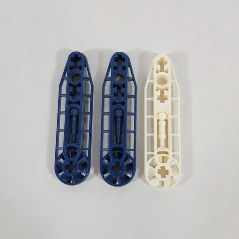 3X LEGO Technic DARK BLUE WHITE 1x7 Liftarm Modified Fan Lot Part 32177