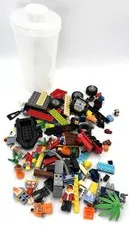 LEGO Mixed Parts Lot w/ LEGO Storage Cup Minifigure Parts Wheels Accessories