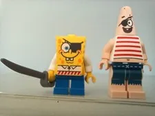 LEGO Patrick Pirate minifigure and Spongebob Squarepants No Hat Minifigures