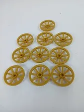 Lego Large Wagon Wheels! Lot Of 10. 4489b, Pearl Gold