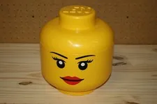 Official Lego Head Storage Container Girl Woman 6” Yellow Bin Box 2010 Retired