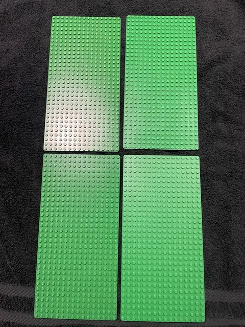 4 Lego Vintage Green Thin Base Plates 16X32 Lot