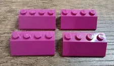 LEGO Lot of 4 Magenta 2x4 Roof Slope Pieces Girls Friends Roof Pieces