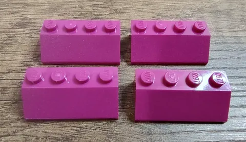 LEGO Lot of 4 Magenta 2x4 Roof Slope Pieces Girls Friends Roof Pieces