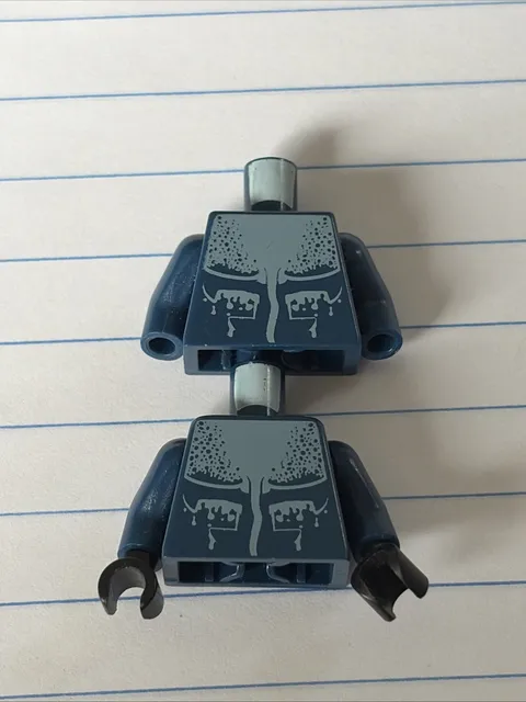 LEGO Minifig, Torso Atlantis Manta Ray Pattern Dark Blue Arms Black Hands Lot x2