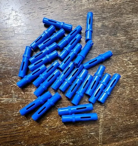 Lego Technic Blue Technic, Pin 3L with Friction Ridges QTY 25 Part No. 6558