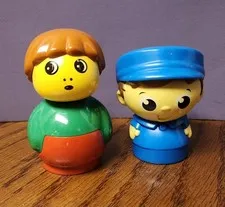 Retired LEGO Primo Boy Red/Green & Mega Bloks Blue Uniform Driver Buddy Figure