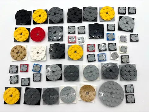 LEGO bulk lot 50 turntables specialty spinning piece black gray white red yellow