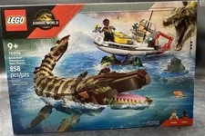 Lego Jurassic World Rebirth Brick-Built Mosasaurus Boat Mission #76974 New. 21