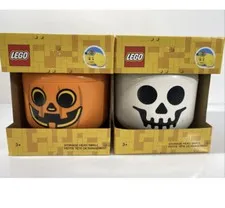LEGO Special Edition Halloween Storage Heads 2 Piece Set Pumpkin, Skeleton Skull