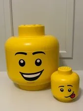 LEGO Head Storage Containers Large 10.75” Tall 8.5L/287 Oz. & Small 4.5” Tall