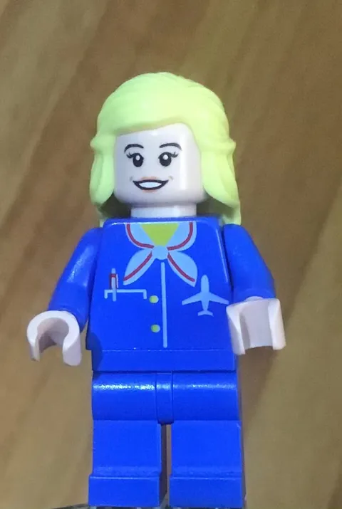 LEGO Classic Girl Female Flight Crew Attendant, Blond Hair, Light Nougat Flesh