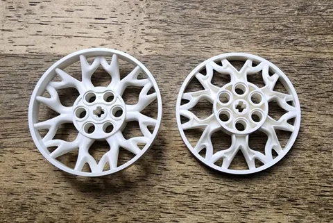 LEGO  White Wheel 55.7mm D. x 13mm Technic, 6 Pin Holes 12 Forked Spokes. QTY 2.