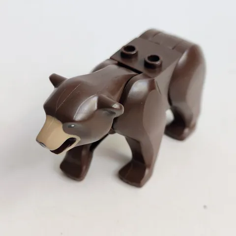 LEGO Bear w/ 2 Studs on Back : Black Eyes & Nose : Dark Brown (98295c01pb02)