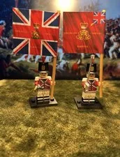 2x Minis 1st Foot Guards 3.B Napoleonic British Infantry +2 Flags LEGO Flagpoles