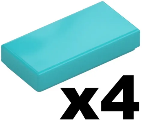 Lego 4 New Tile Medium Azure Blue 1 x 2 with Groove Smooth Part 3069b TQ
