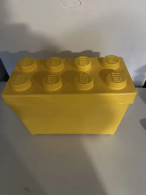 LEGO Yellow 8-Stud Large Brick Storage Container Plastic Bin Box 14x10x7 -Empty