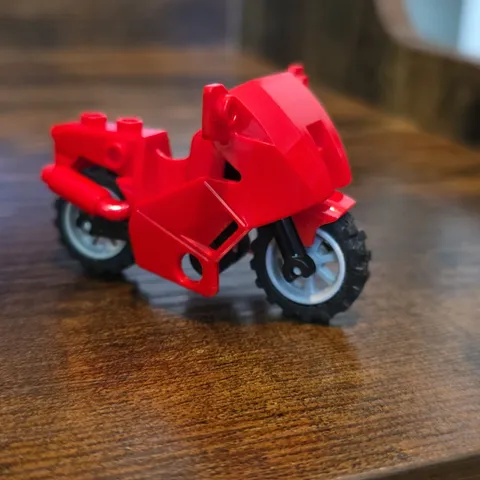 Lego Red Touring Motorcycle Minifigure Biker Sport Bike Excellent Color