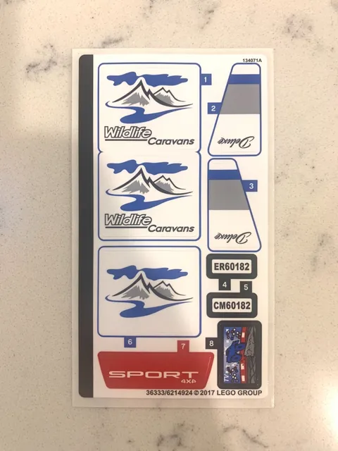 LEGO STICKER SHEET for 60182 Pickup & Caravan, New & Genuine!
