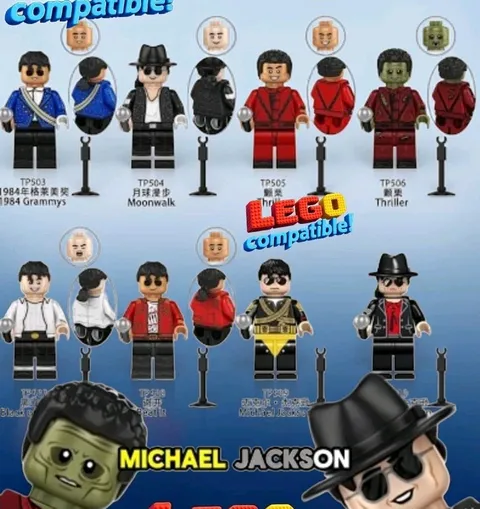 8x Michael Jackson Thriller Zombie BAD Figure Minifigure FIGURES Lego Toy Style