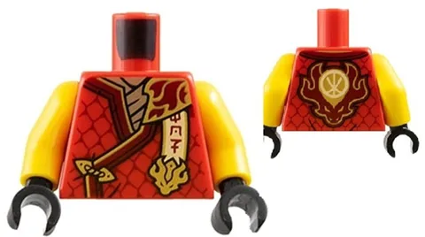 Lego 71818 New NINJAGO KAI Minifigure TORSO Red Tunic Gold Trim Dragon Head D346