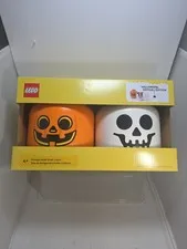 LEGO Halloween Edition Small Storage Heads Ghost Jack O' Lantern 2-Piece Set New