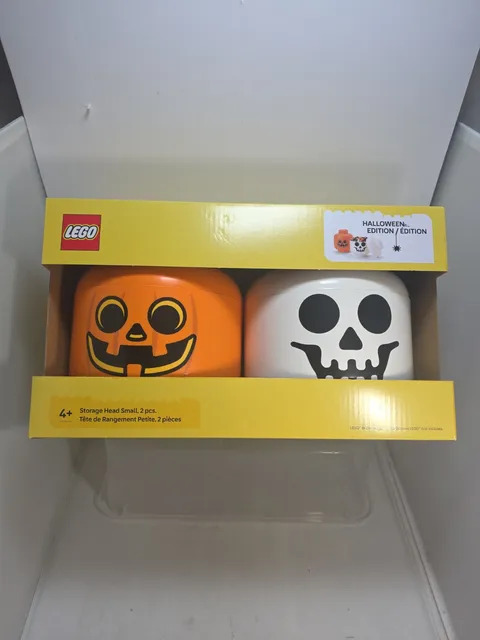 LEGO Halloween Edition Small Storage Heads Ghost Jack O' Lantern 2-Piece Set New