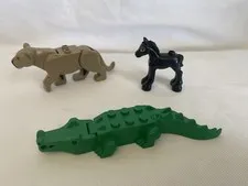 Lot of 3 Lego Animals Alligator Crocodile Horse Pony Mountain Lion #45