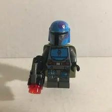 Authentic Lego Star Wars Blue Mandalorian Lego Minifigure with Blaster