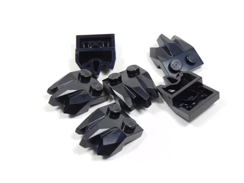 LEGO Lot of 6 Black 1x2 Modified Plates w/ Claws S9