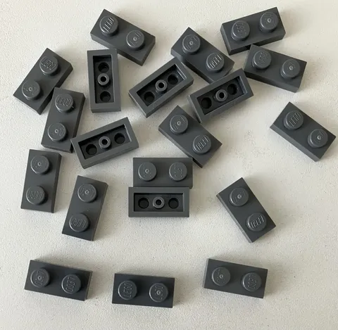LEGO 20x NEW Pieces Plate 1x2 DARK BLUISH GREY #3023