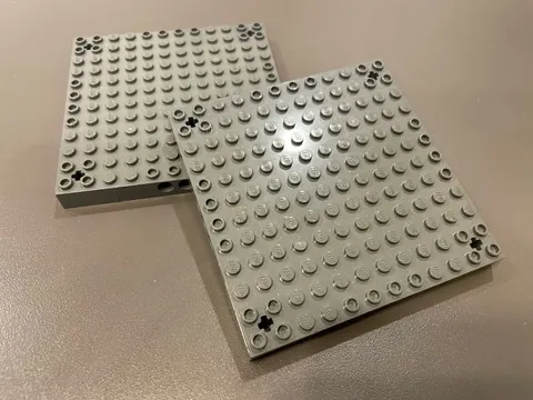 2 LEGO Brick 12x12 -3 Pin Holes Side and Axle Holes Dark Bluish Gray #52040