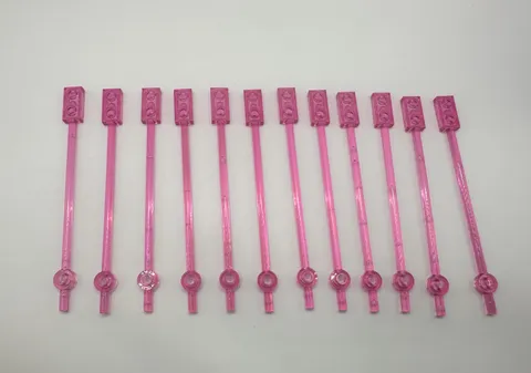 Lego Transparent Dark Pink Plate End - 12 Pieces