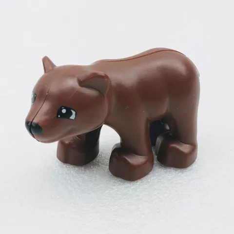 Lego Duplo Figure, Brown Bear Cub, Bear Baby Cub w/ Black Muzzle, Wild Animals