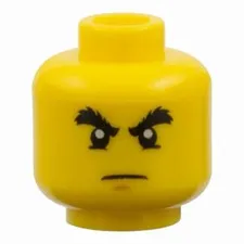 LEGO Minifigure, Head Black Bushy Eyebrows, Lower Eyelids