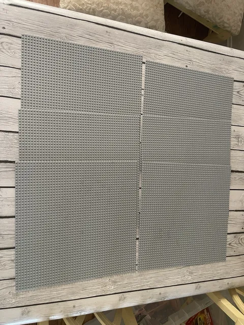 6 LEGO Large Baseplate 48 x 48  (15") Flat Base Plate Light Grey