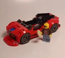 LEGO City Red Sports Car with Driver Minifigure 60448 Parts incomplete