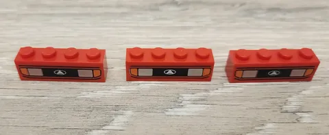 Lego 3010px1 Red Brick 1 x 4 Silver Car Headlights Orange Signal Lights Lot Of 3