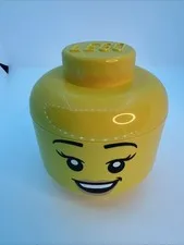 Small LEGO Girl Storage Head Container Yellow Toy Box Organiser 8cmX9cm