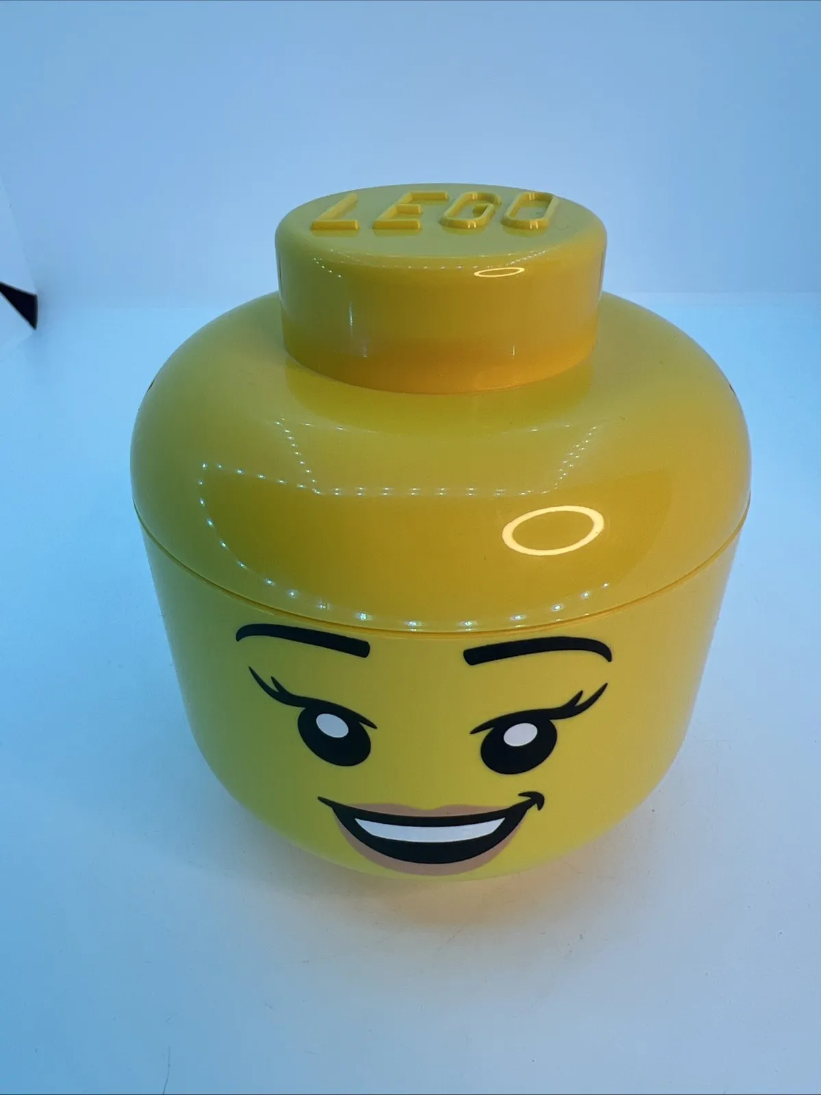 Small LEGO Girl Storage Head Container Yellow Toy Box Organiser 8cmX9cm