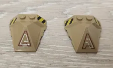 Lego 47757pb07L & 47757pb07R Dark Tan Wedge 4 x 4 x 1 1/3 Pyramid Center Stripes