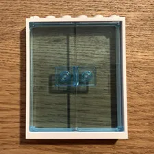 LEGO Blue & White Window Frame with Trans-Blue Pane, Plastic Part (1pc)