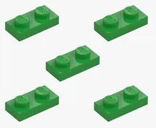 5 New LEGO Bright Green 1x2 Plates 3023 flat panel city building plate 6343326