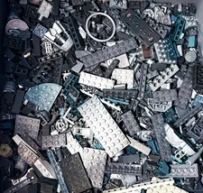 LEGO Metallic Grey +200 Mixed Bricks and Pieces *CLEAN*