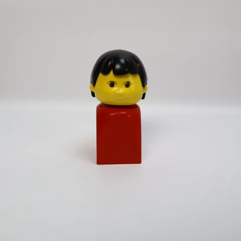 Vintage Lego Duplo Red Girl Finger Puppet Black Hair 1980's Minifigure Plastic
