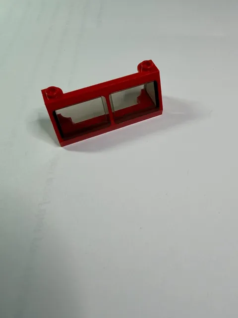 RARE!   Lego Part #6567 - Red - Windscreen 2 x 6 x 2 (Train) w/ Fixed Glass