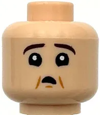Lego New Minifigure Head Dual Sided Scared Open Mouth with Dark Brown Eyebrows